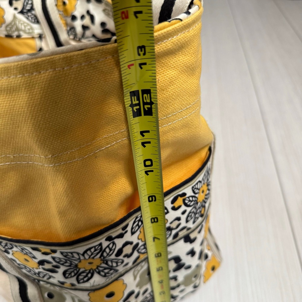 Vera Bradley Tote Bag Yellow Floral Leopard Print Canvas Shoulder Bag - Picture 7 of 12
